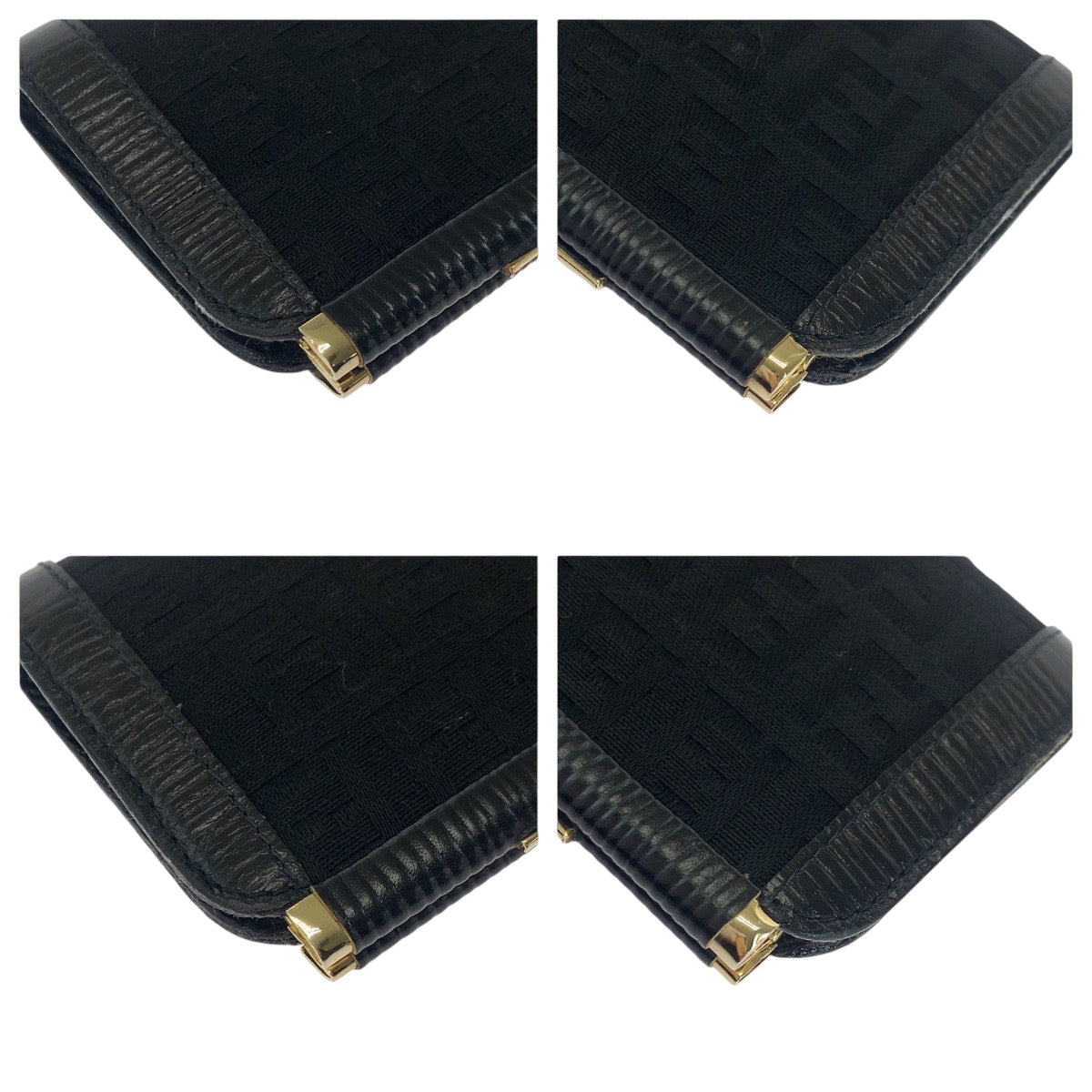 FENDI Coin case canvas Black GoldMetal Coin case compact wallet Zucca Women