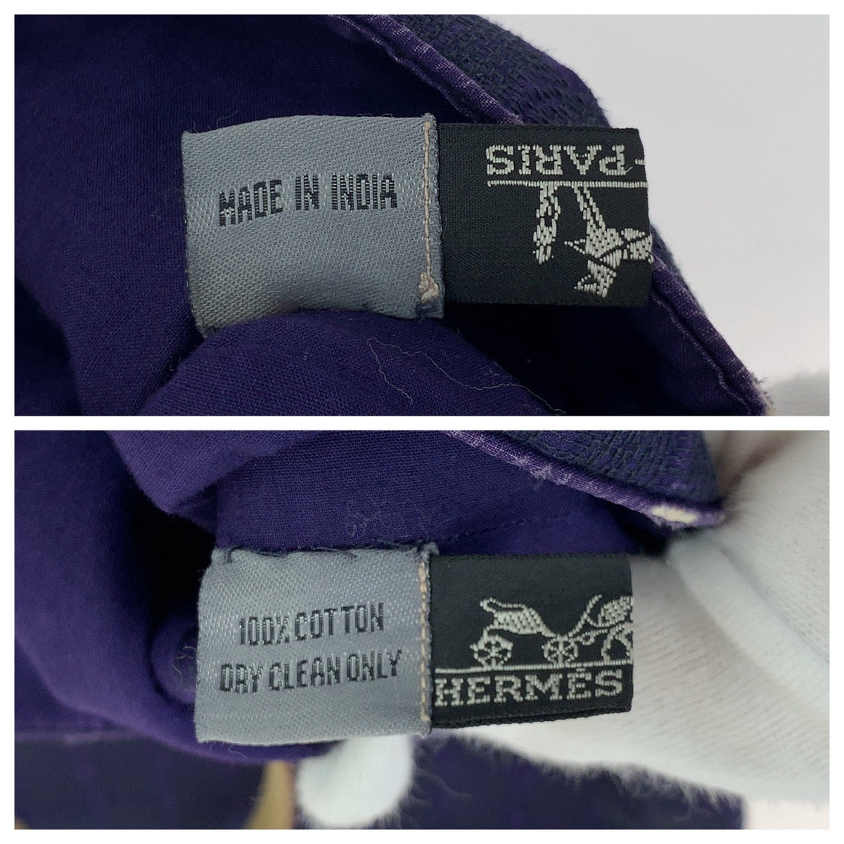 HERMES Tote Bag Cotton canvas, leather purple Handbag Amedaba GM Women