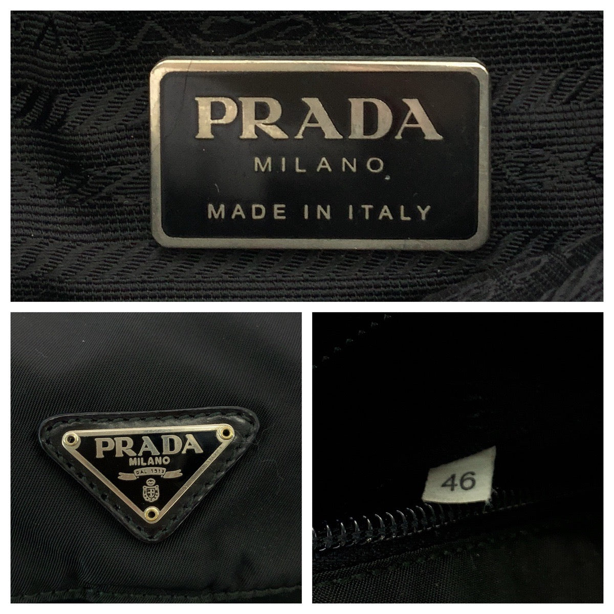 PRADA Shoulder Bag Nylon Black SilverMetal Shoulder Bag pochette Test Triangle With logo mens