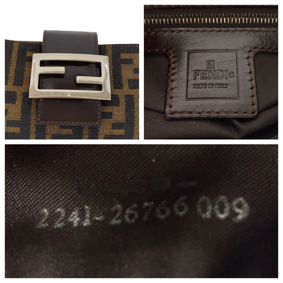 FENDI Shoulder Bag 2241 26766 009 canvas Brown Silver Metal Zucca Mamma Bucket