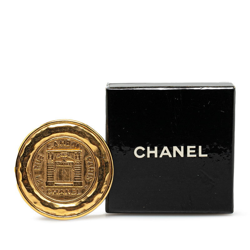 Chanel Gold Plated Cambon Round Brooch Classic Flap Tote
