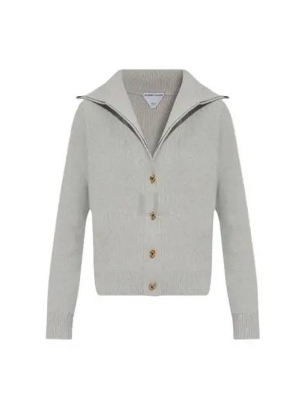 Luxury Bottega Veneta Compact Knot Button Wool Cardigan Moon