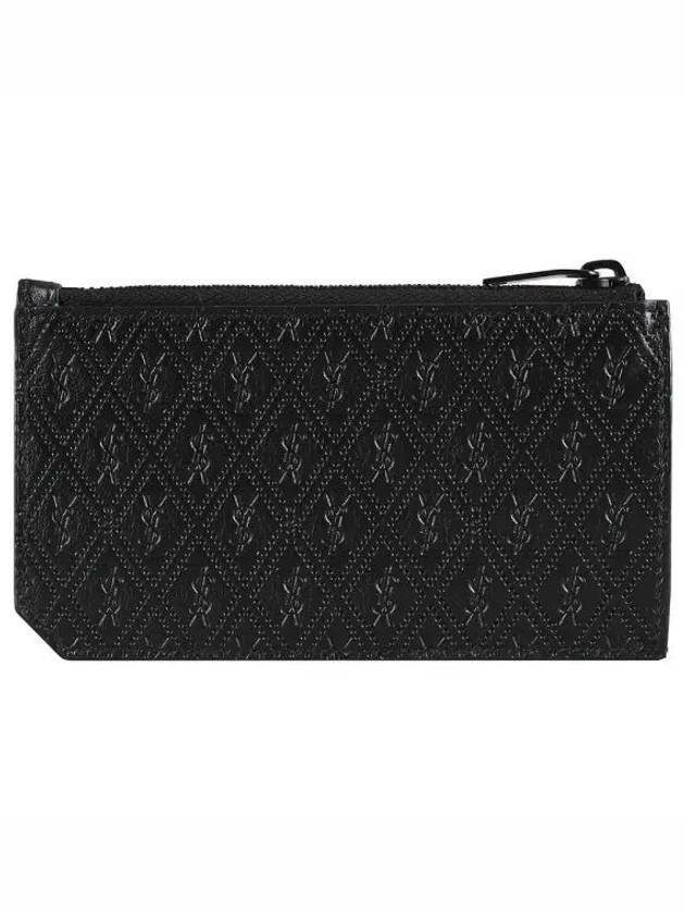 Luxury Saint Laurent Trending 2026 Monogram Zipper Card Wallet Black