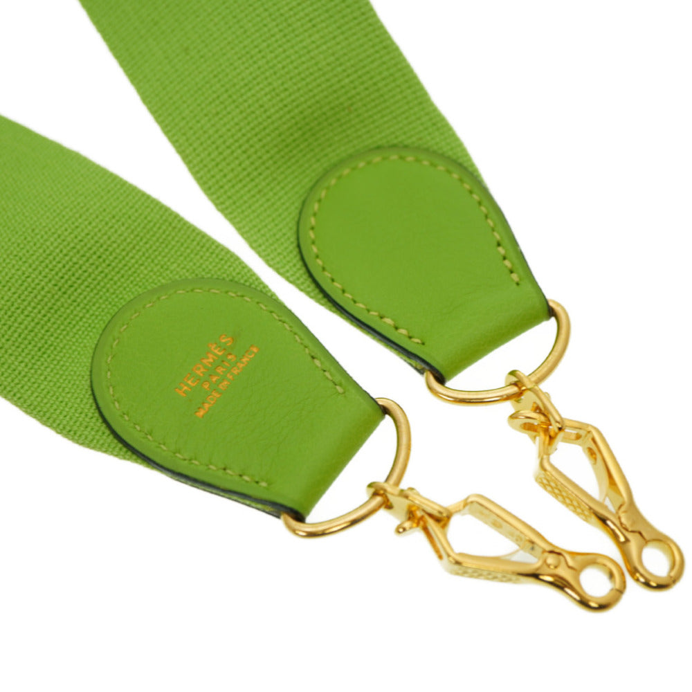 HERMES Shoulder strap Leather, Canvas Apple green Evelyn Shoulder Strap Women