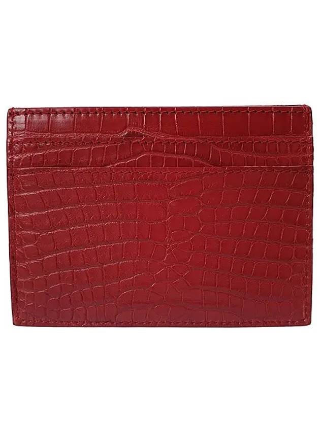 Luxury Saint Laurent Trending 2026 Monogram Crocodile Card Wallet Red