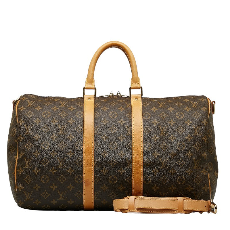 Louis Vuitton Monogram Keepall Bandouliere 45 Boston Bag Brown