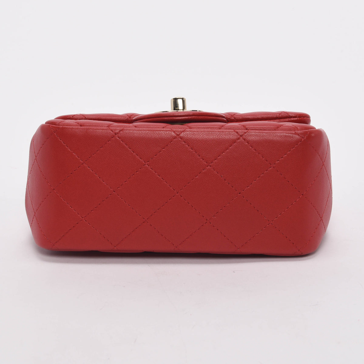 Chanel Red Quilted Lambskin Mini Square Flap Bag