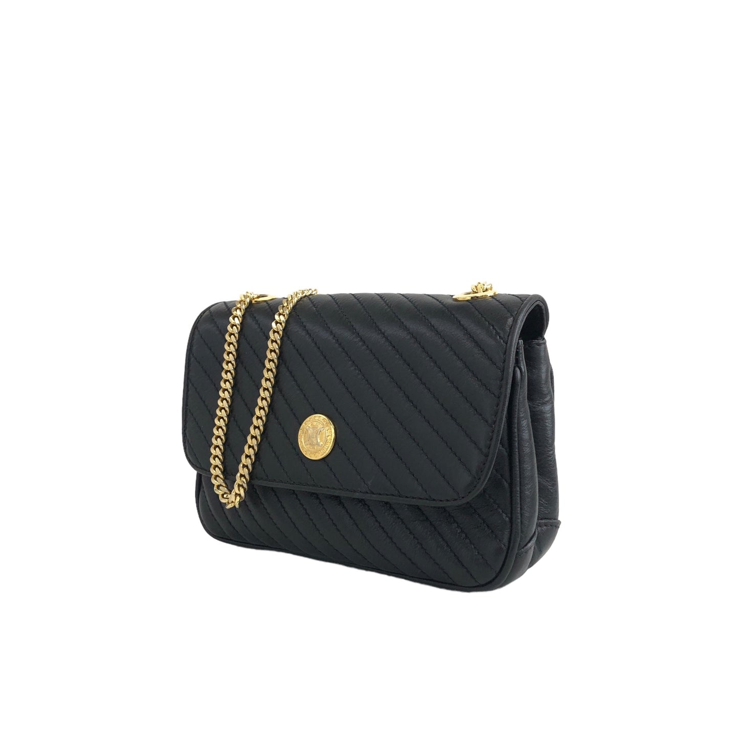 CELINE Triomphe Chain Shoulder bag Black pt5aps