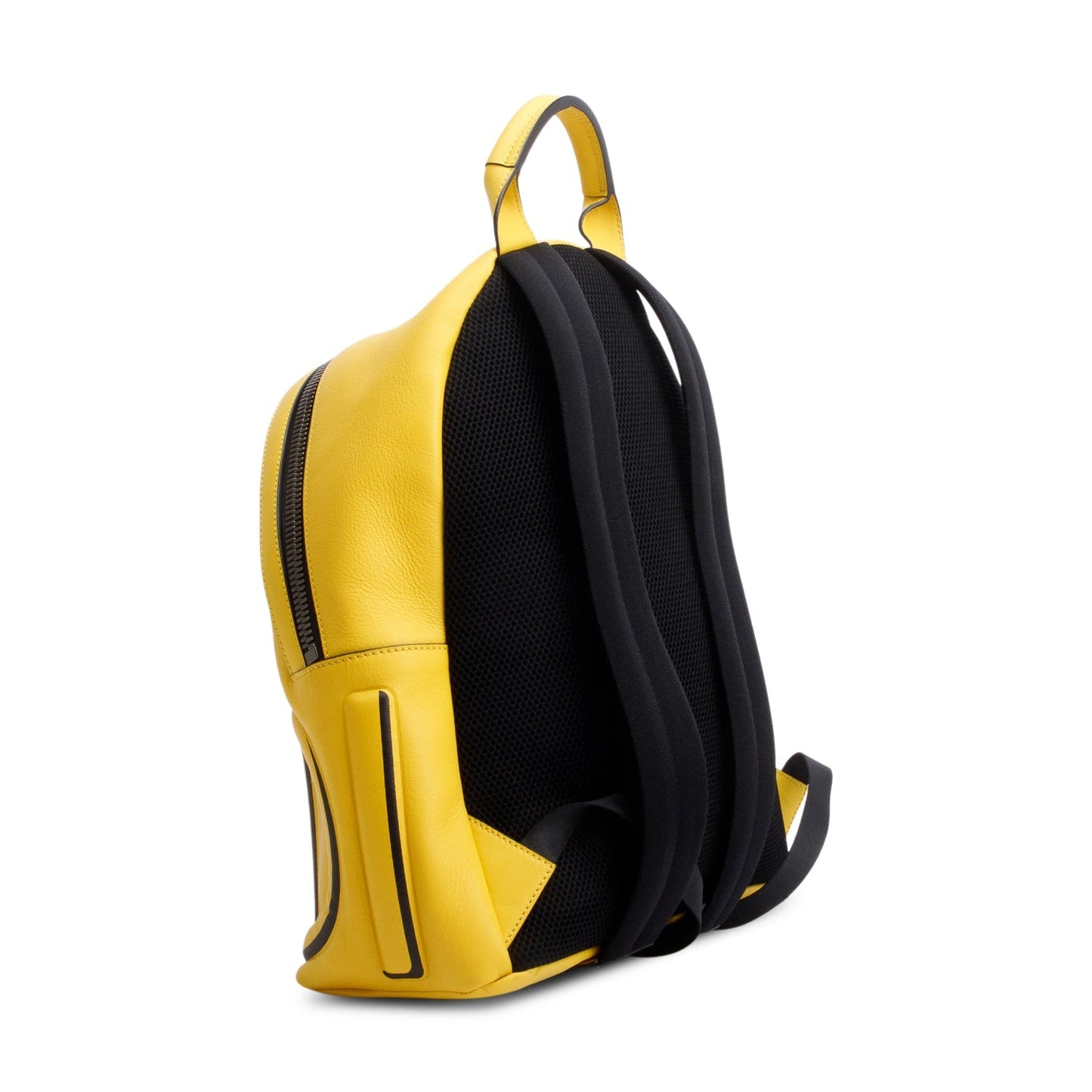 Fendi Yellow Calfskin Leather Embossed Logo Backpack