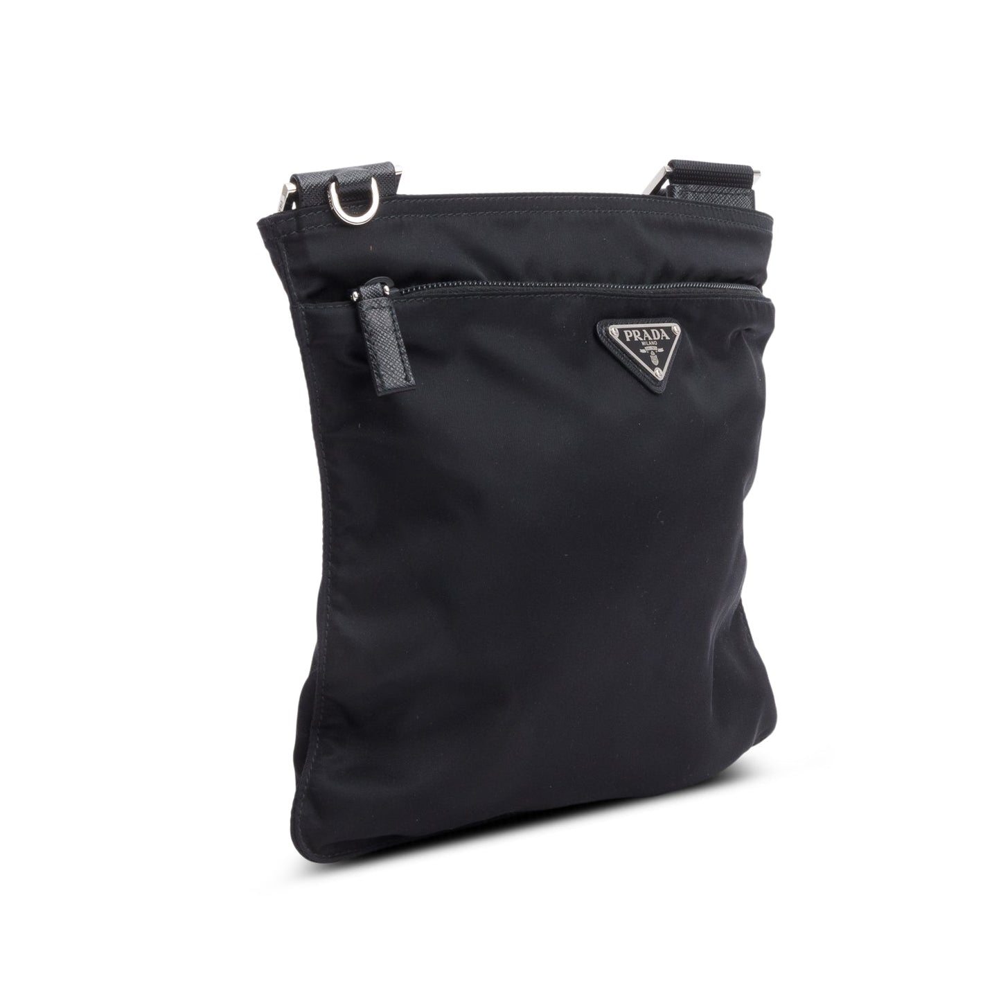 Prada Black Tessuto Nylon Vela Flat Messenger Bag