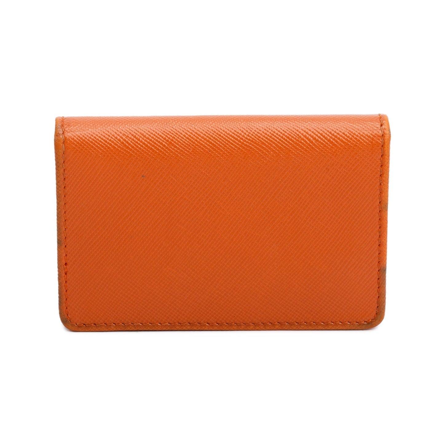 Prada Orange Saffiano Leather Flap Card Holder