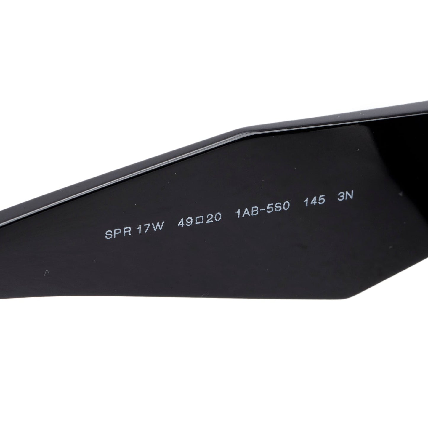 Prada SPR 17W Black Acetate Symbole Rectangular Sunglasses