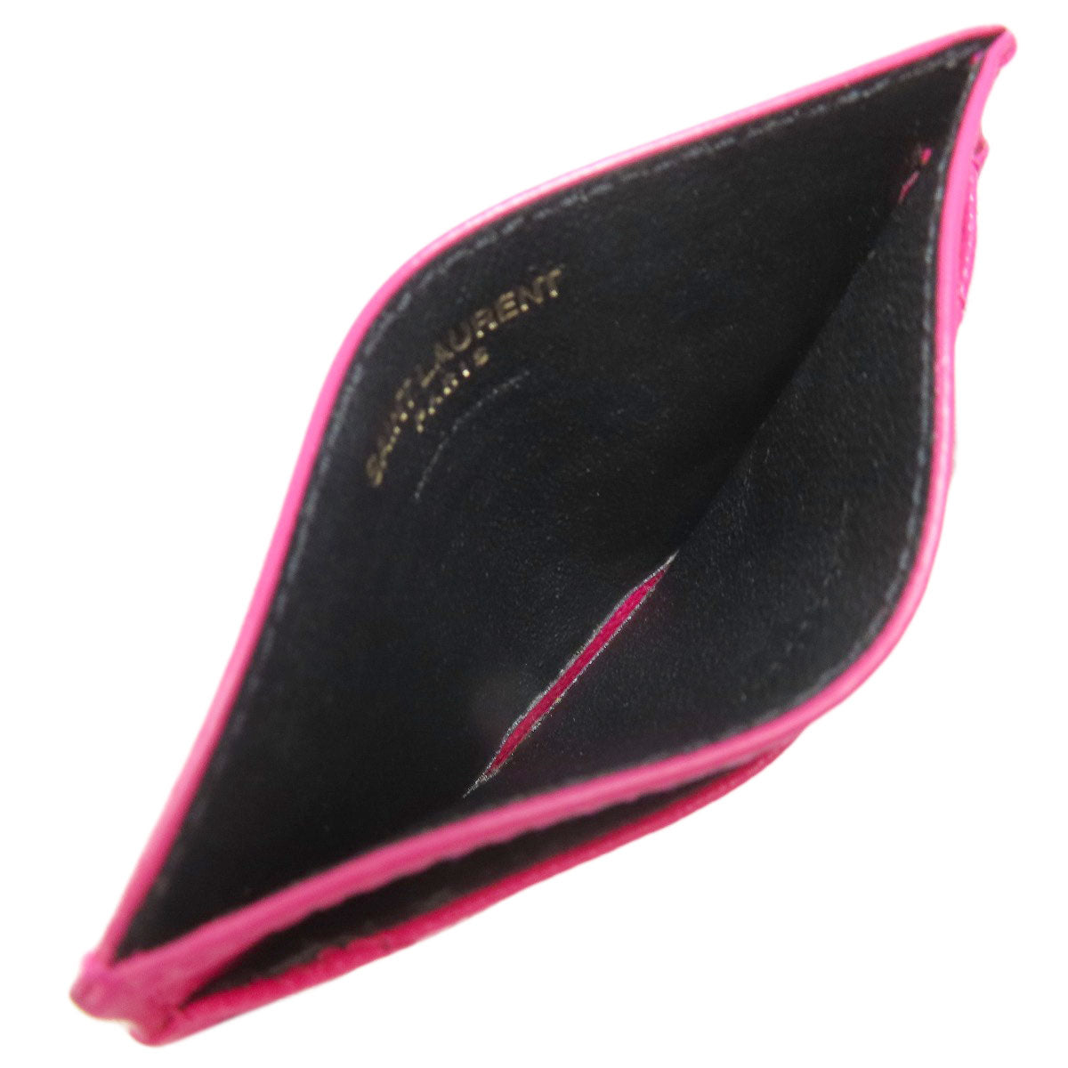 YVES SAINT LAURENT Card Case leather pink logo Women