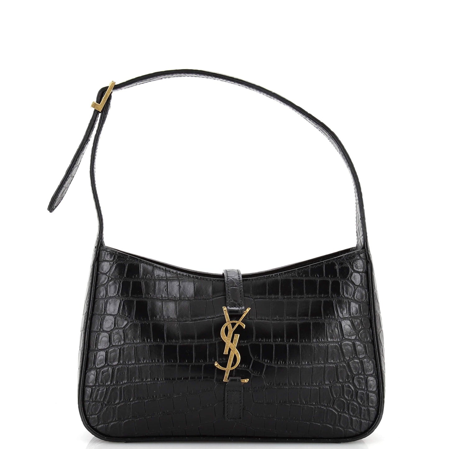 Luxury Saint Laurent Trending 2025 Le 5 a 7 Hobo Crocodile Embossed Leather Small
