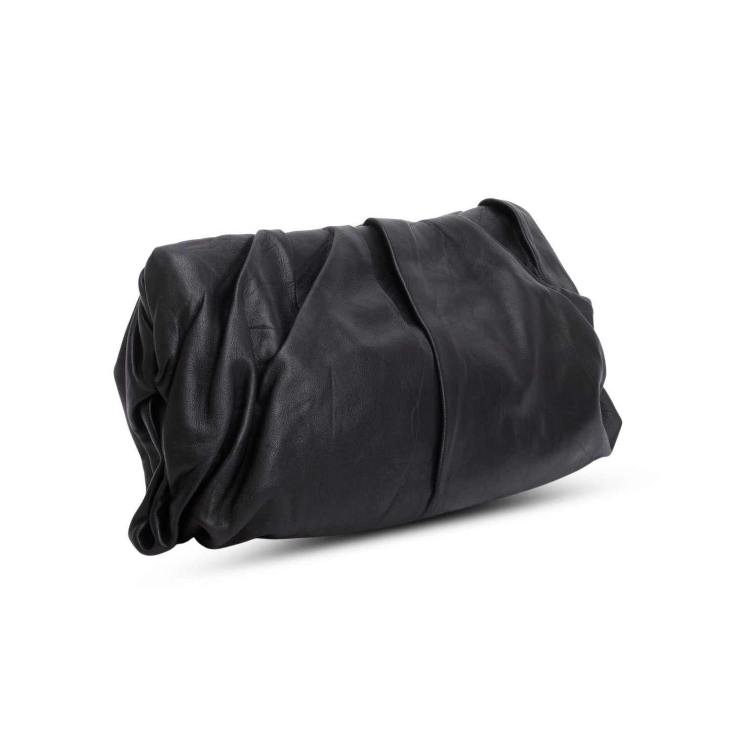 Prada Black Nappa Soft Pleated Clutch