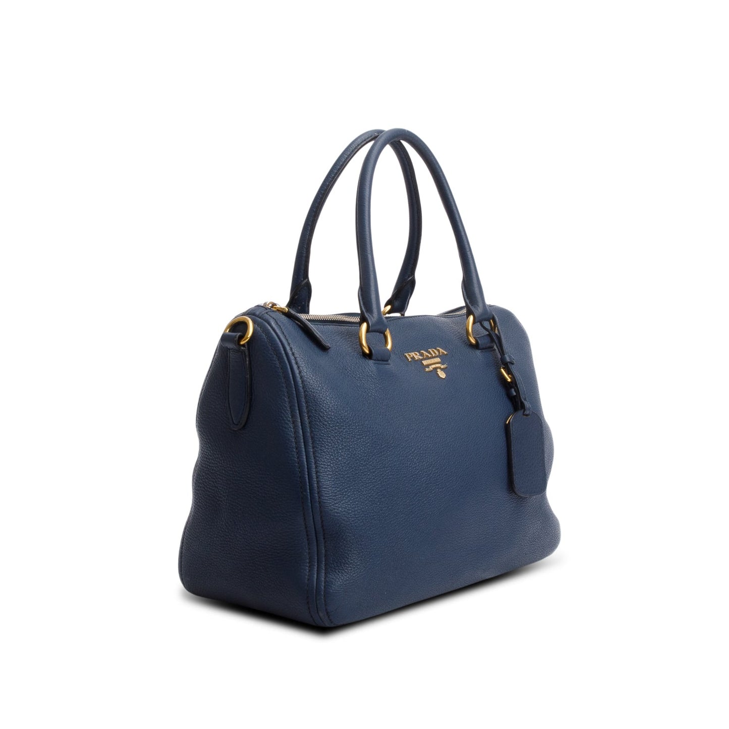 Prada Blue Vitello Daino Two-Way Tote