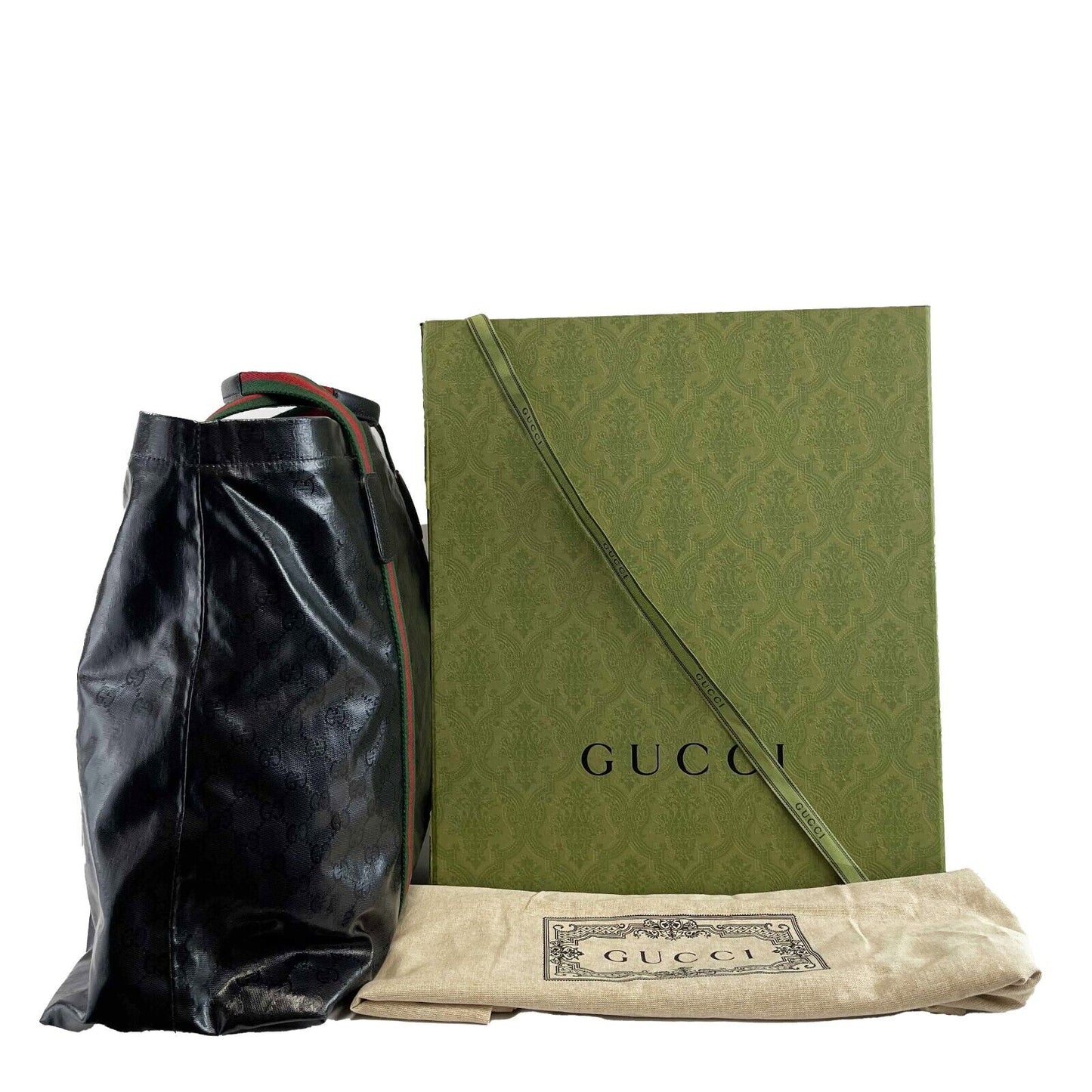 Gucci Nylon Leather Canvas Tote