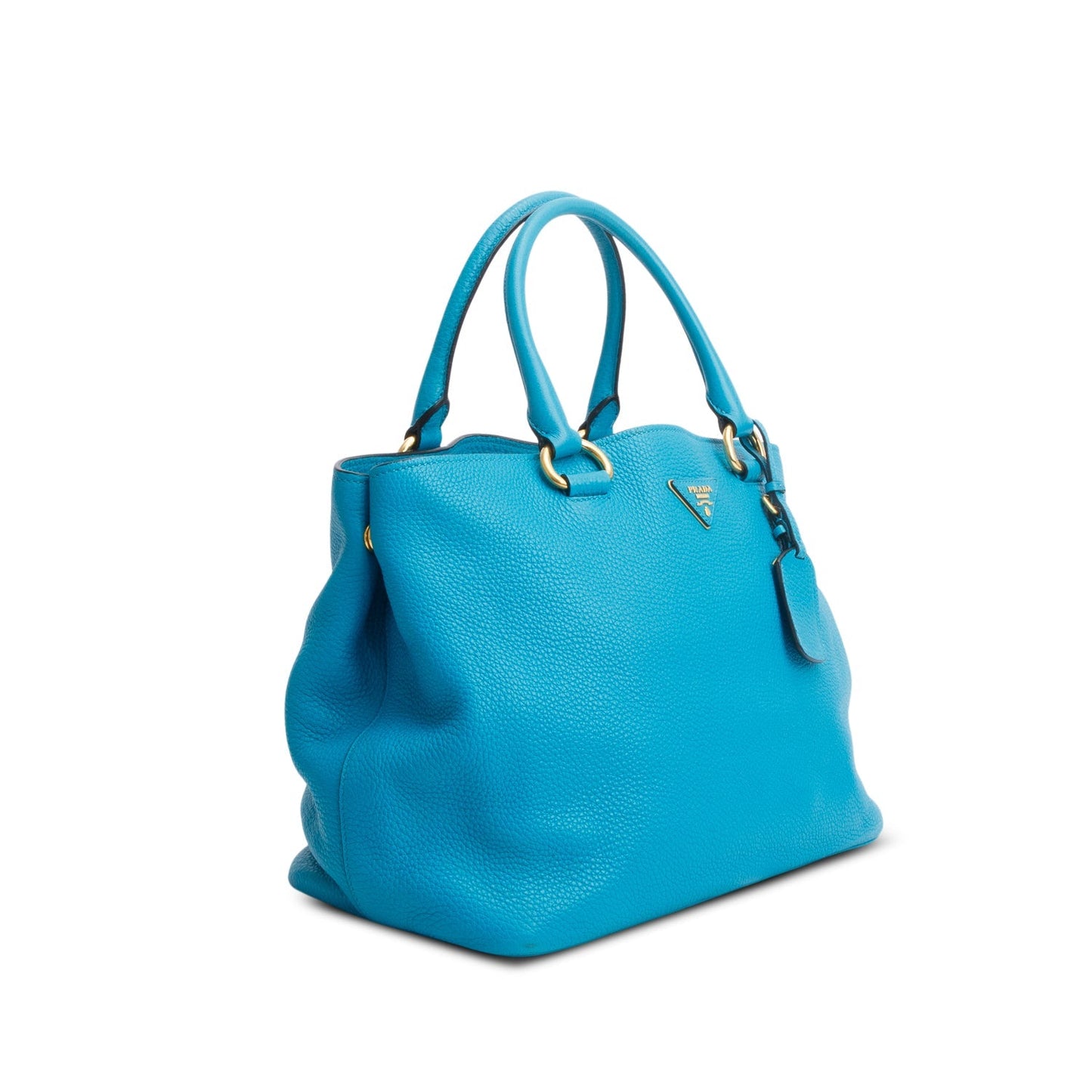 Prada Blue Vitello Daino Convertible Tote