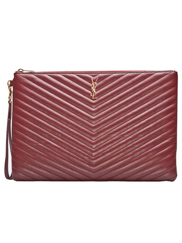 Luxury Saint Laurent Trending 2026 Matelasse Leather Document Holder Wine