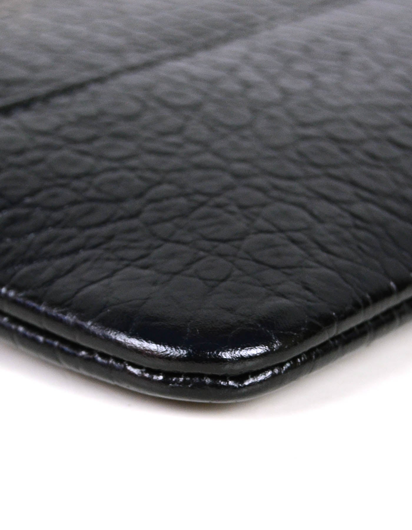Chanel NEW Black Crocodile Embossed Gabrielle Wristlet Bag