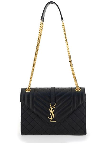 Luxury Saint Laurent Trending 2025 Women's Black Shipping Bag With Golden Logo in Neronero |