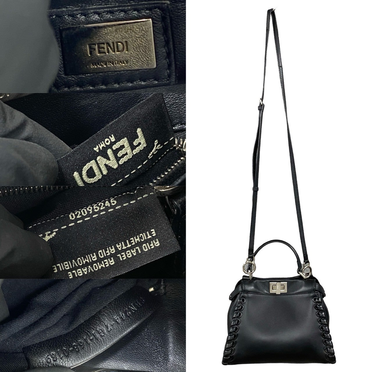 FENDI Shoulder Bag leather black Peekaboo Iconic Mini Women