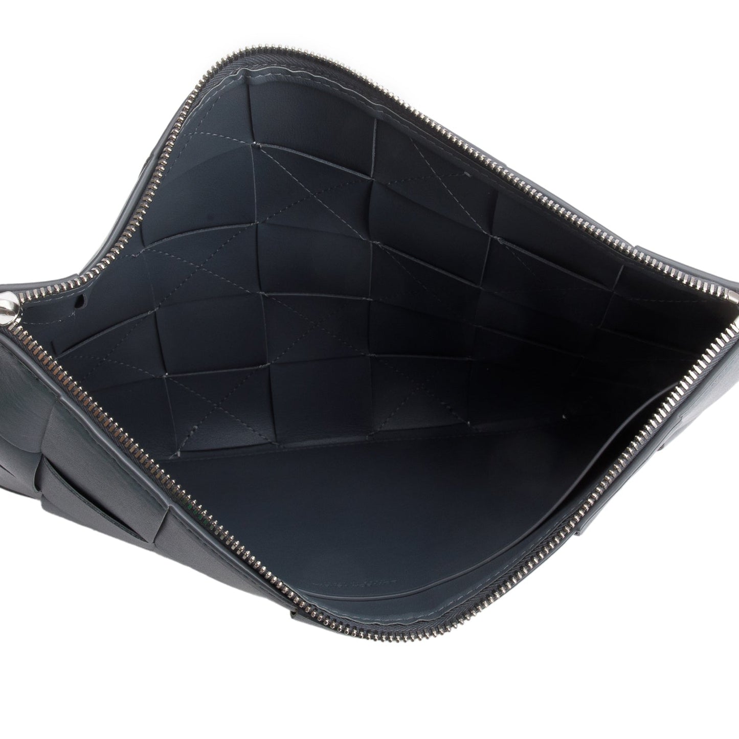 Bottega Veneta Grey Nappa Max Intrecciato Large Cassette Flat Zip Pouch