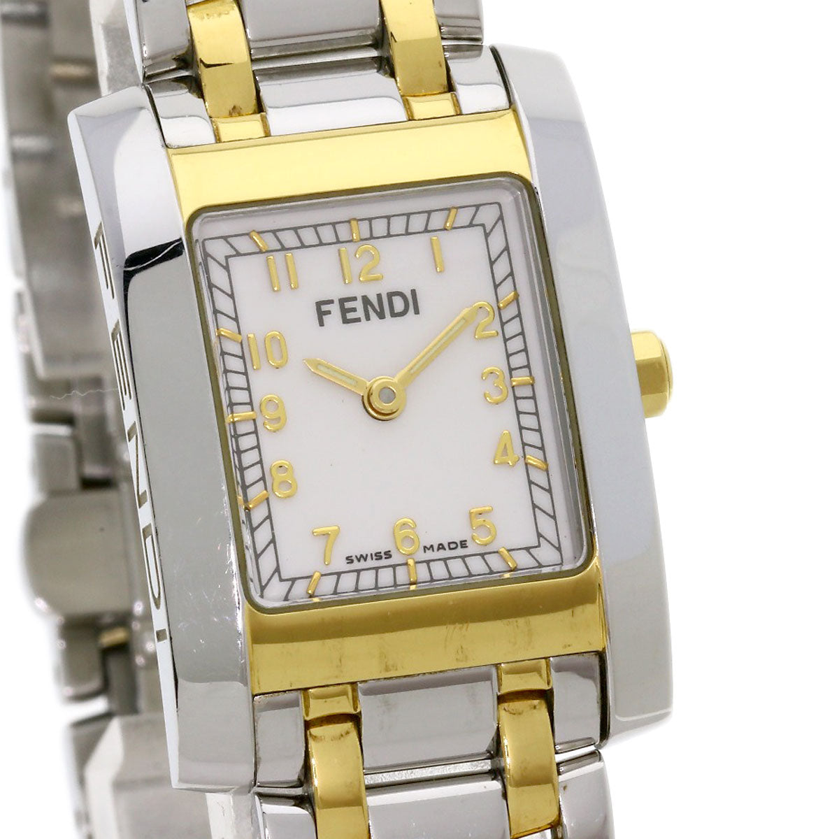 FENDI Watches Quartz 7000L Stainless Steel , SSxGP Silver Square face white dial Women