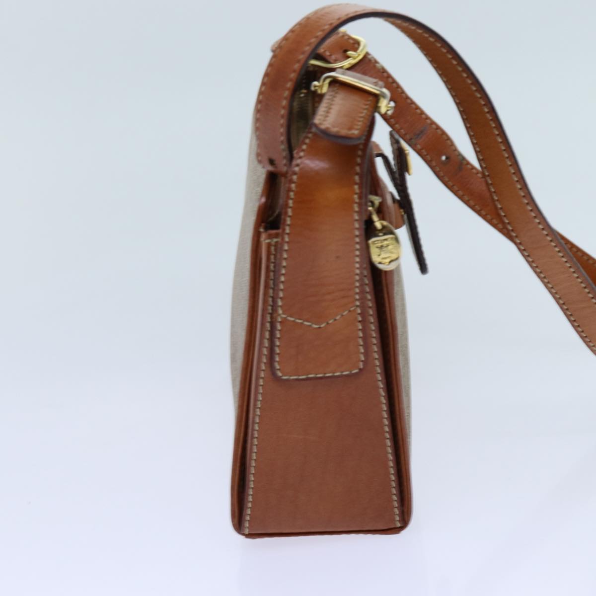 Luxury CELINE Macadam Canvas Shoulder Bag Beige 71426