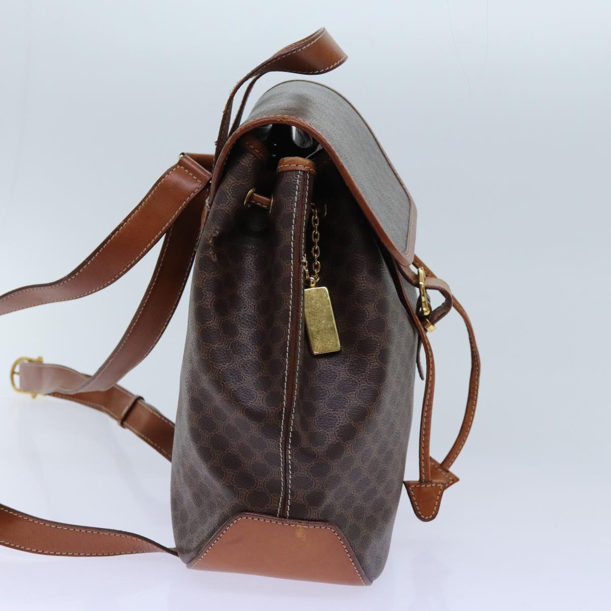 Luxury CELINE Macadam Canvas Backpack PVC Brown 71885