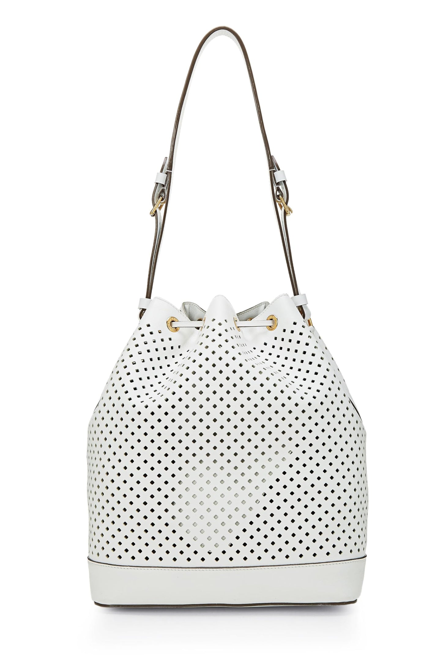 Louis Vuitton, White Perforated Leather Noé, White