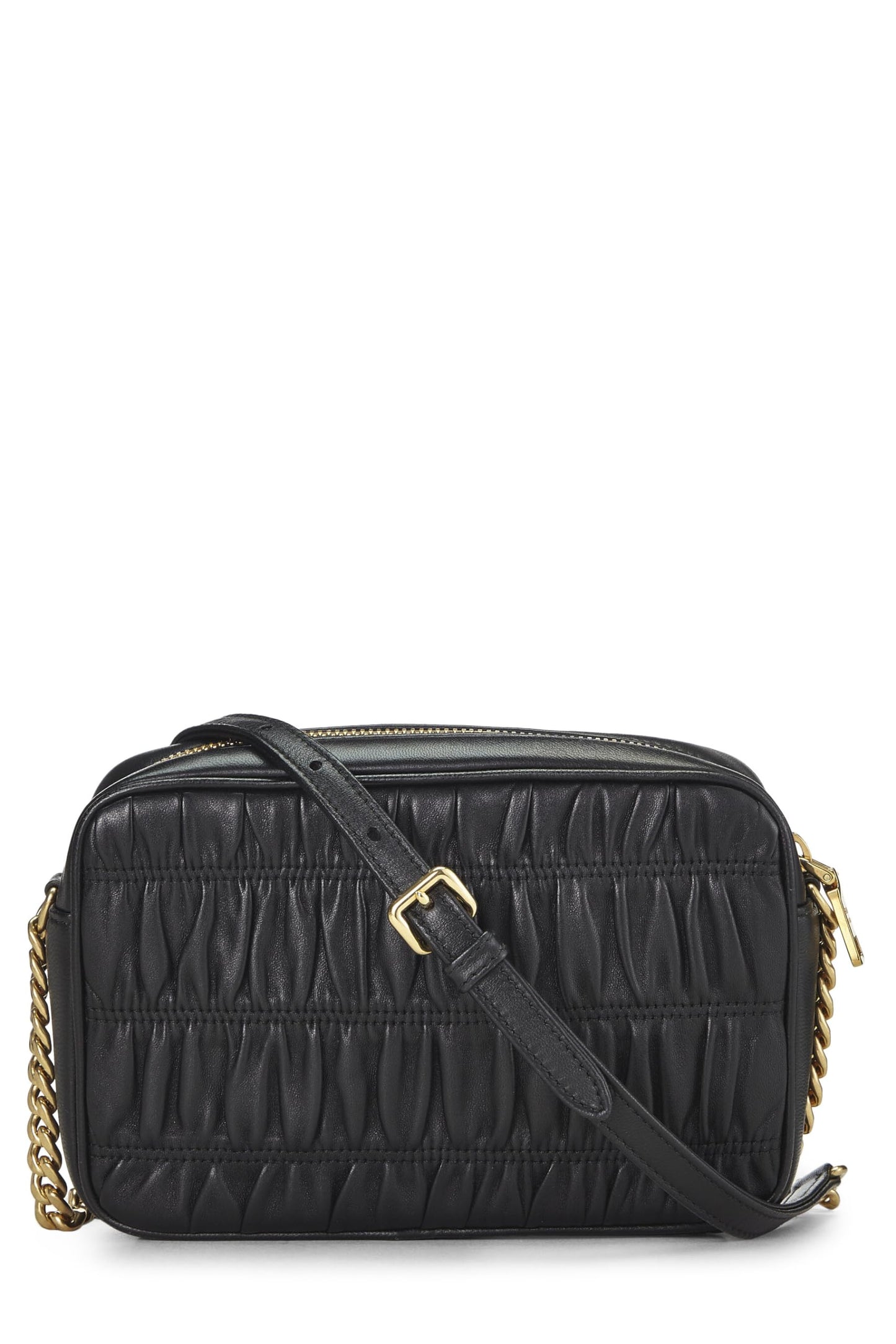 Prada, Black Nappa Gaufre Camera Bag, Black