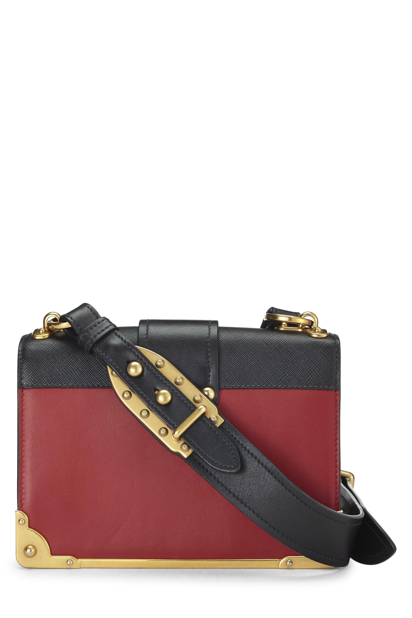 Prada, Red & Black Leather Cahier Crossbody, Red