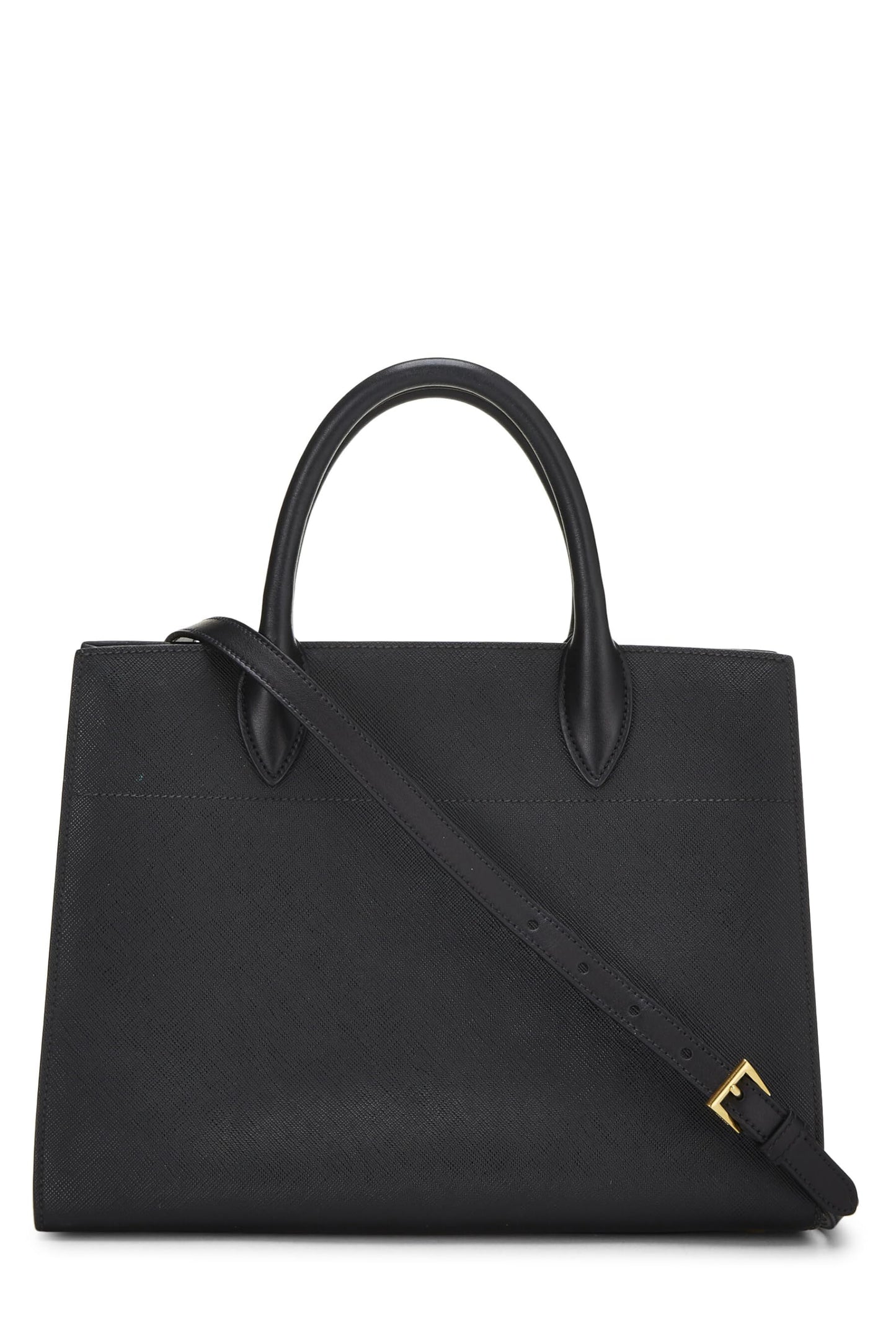 Prada, Black Saffiano Bibliotheque Small, Black Luxury Handbag