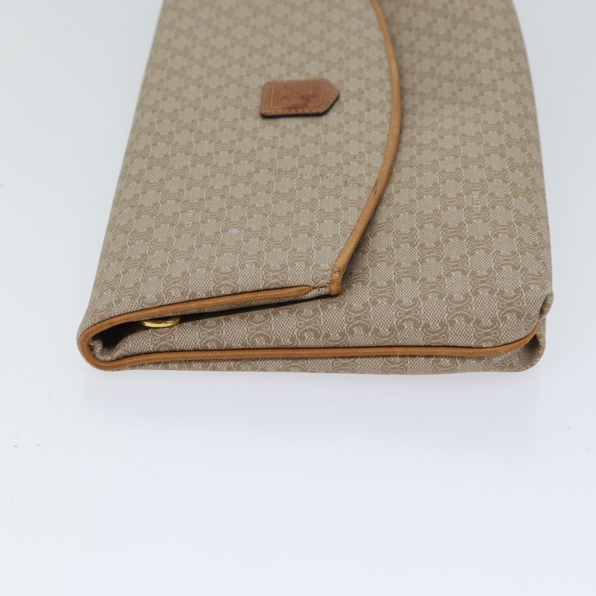 Luxury CELINE Macadam Canvas Clutch Bag Beige 72090
