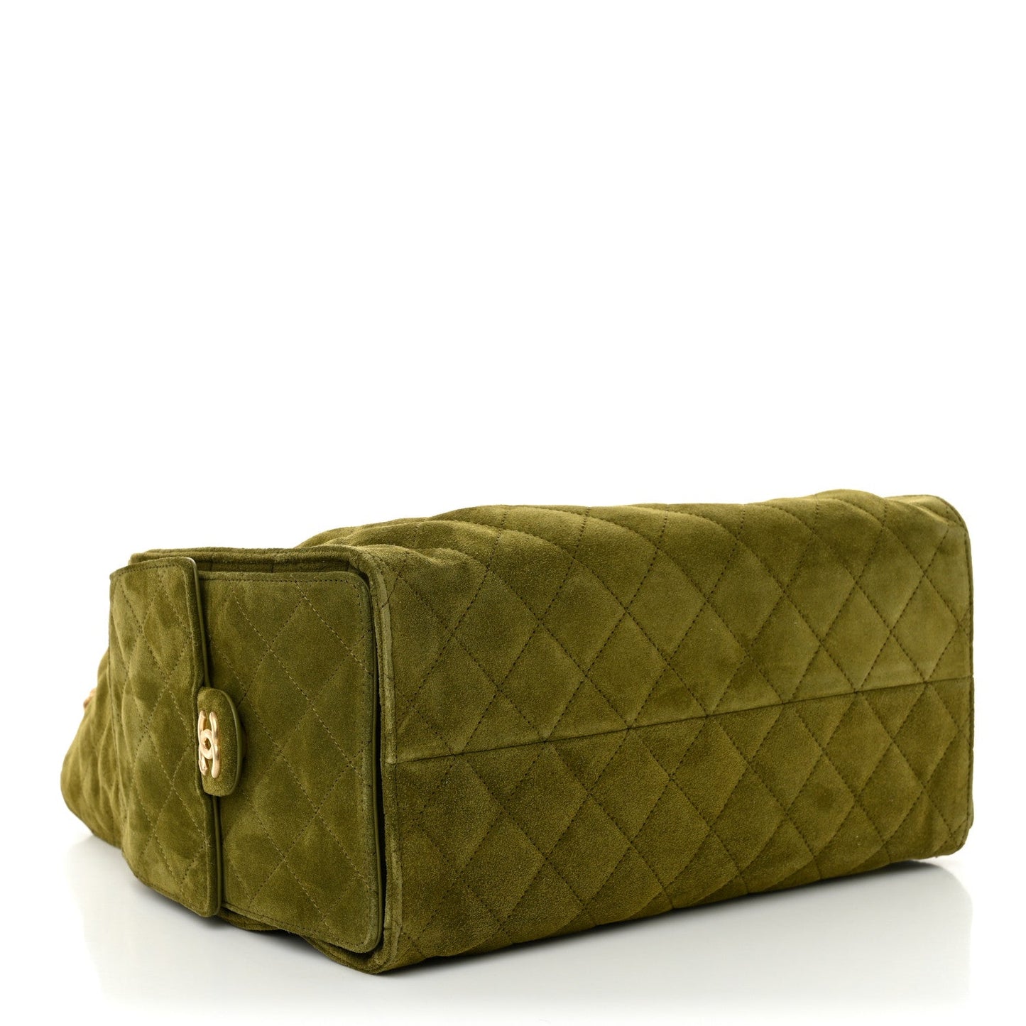 Suede Quilted Medium Chanel 25 Handbag Khaki