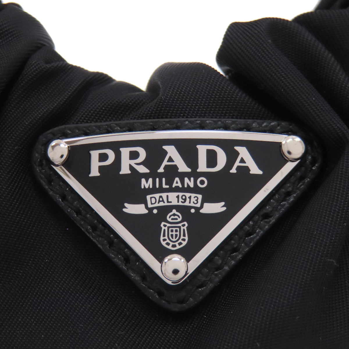 PRADA hair accessory Nylon black Scrunchie logo Metal Women