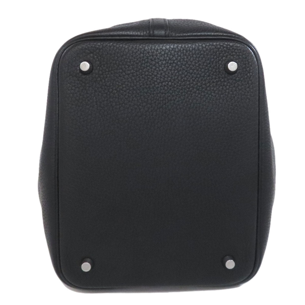 HERMES Handbag Taurillon Clemence black Picotin Lock MM SilverMetal