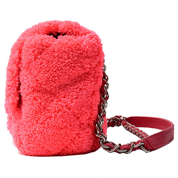 Chanel Pile Matelassé Chain Shoulder Bag Pink Classic Flap