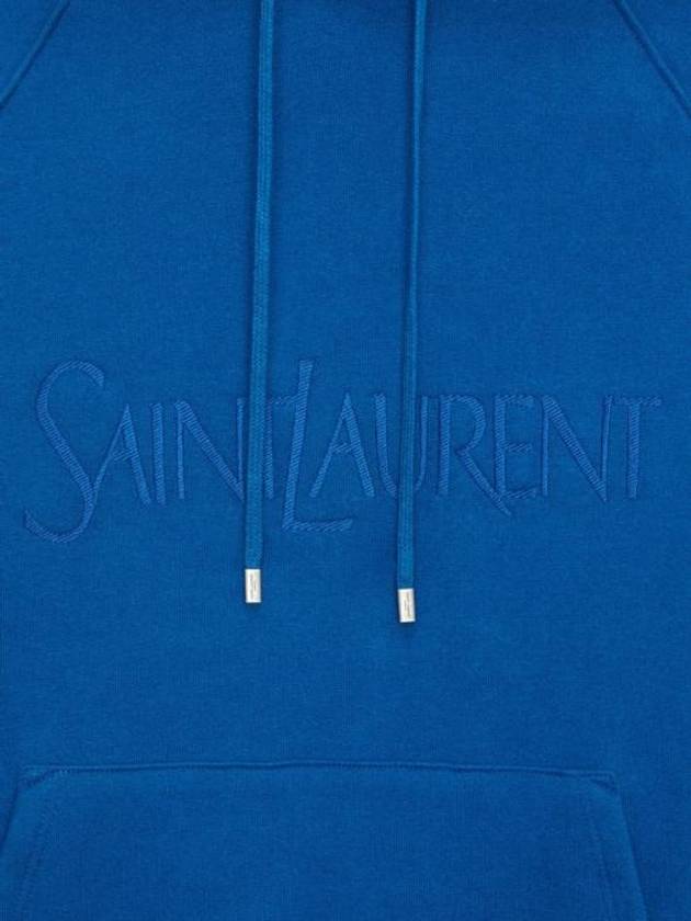 Luxury Saint Laurent Trending 2026 Embroidered Logo Hoodie Blue