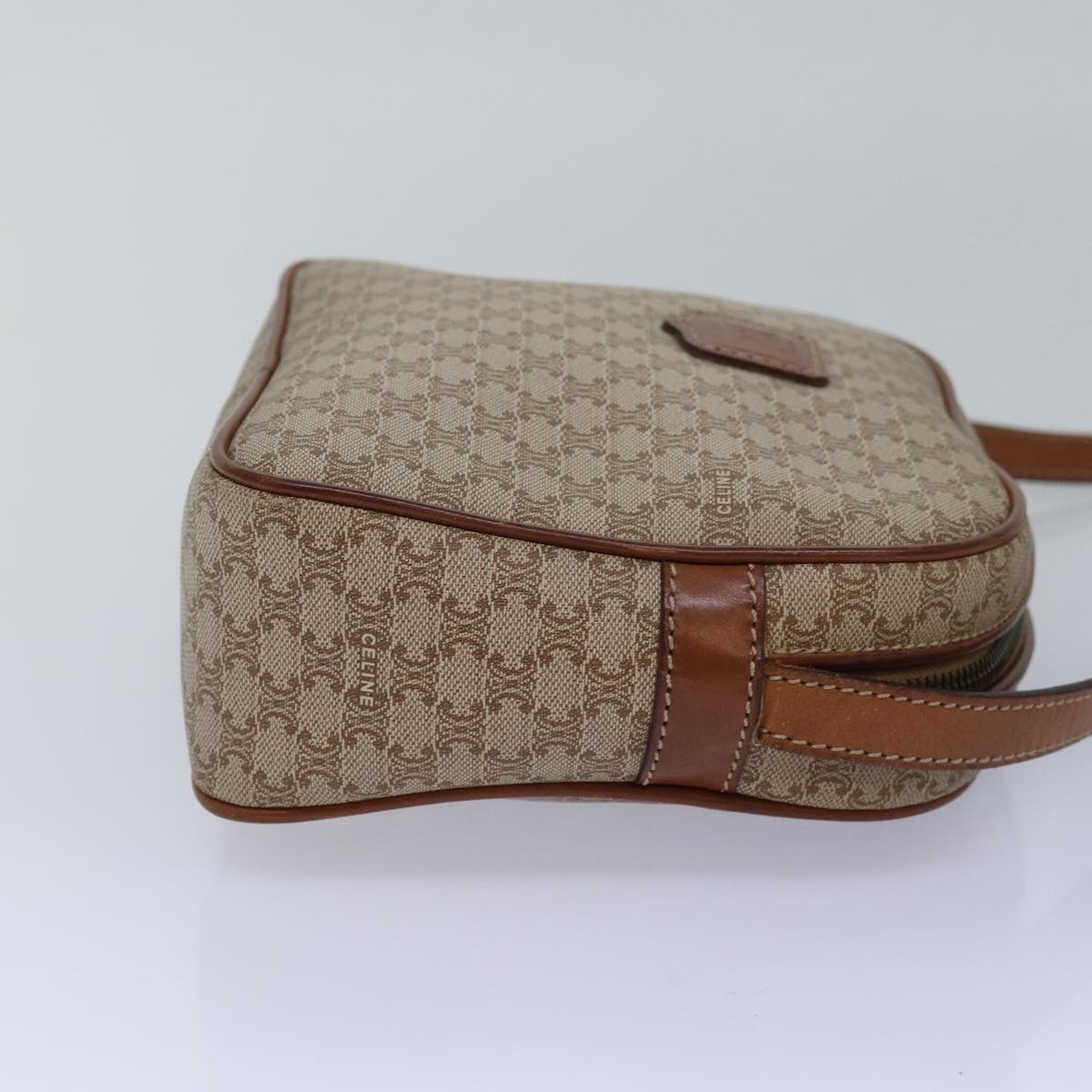 Luxury CELINE Macadam Canvas Shoulder Bag Beige 77624