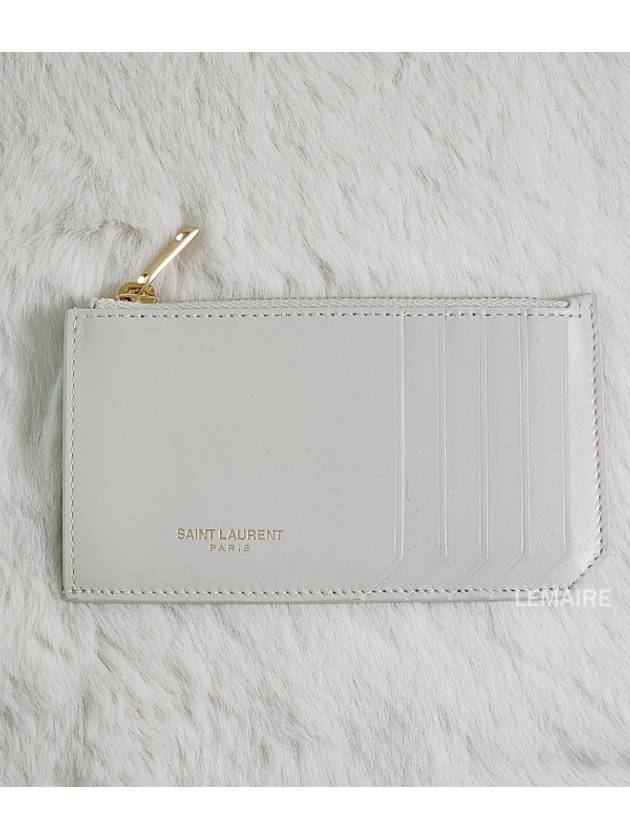 Luxury Saint Laurent Trending 2026 Fragment Zipper Card Wallet Blanc Vintage