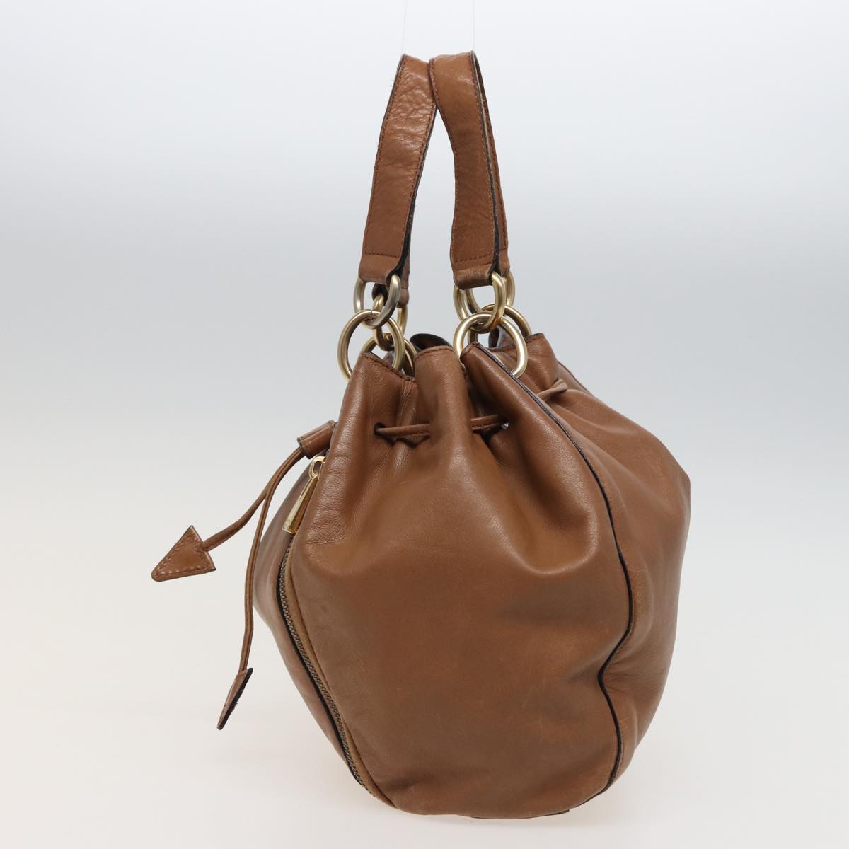 Luxury CELINE Hand Bag Leather 2way Beige 78642
