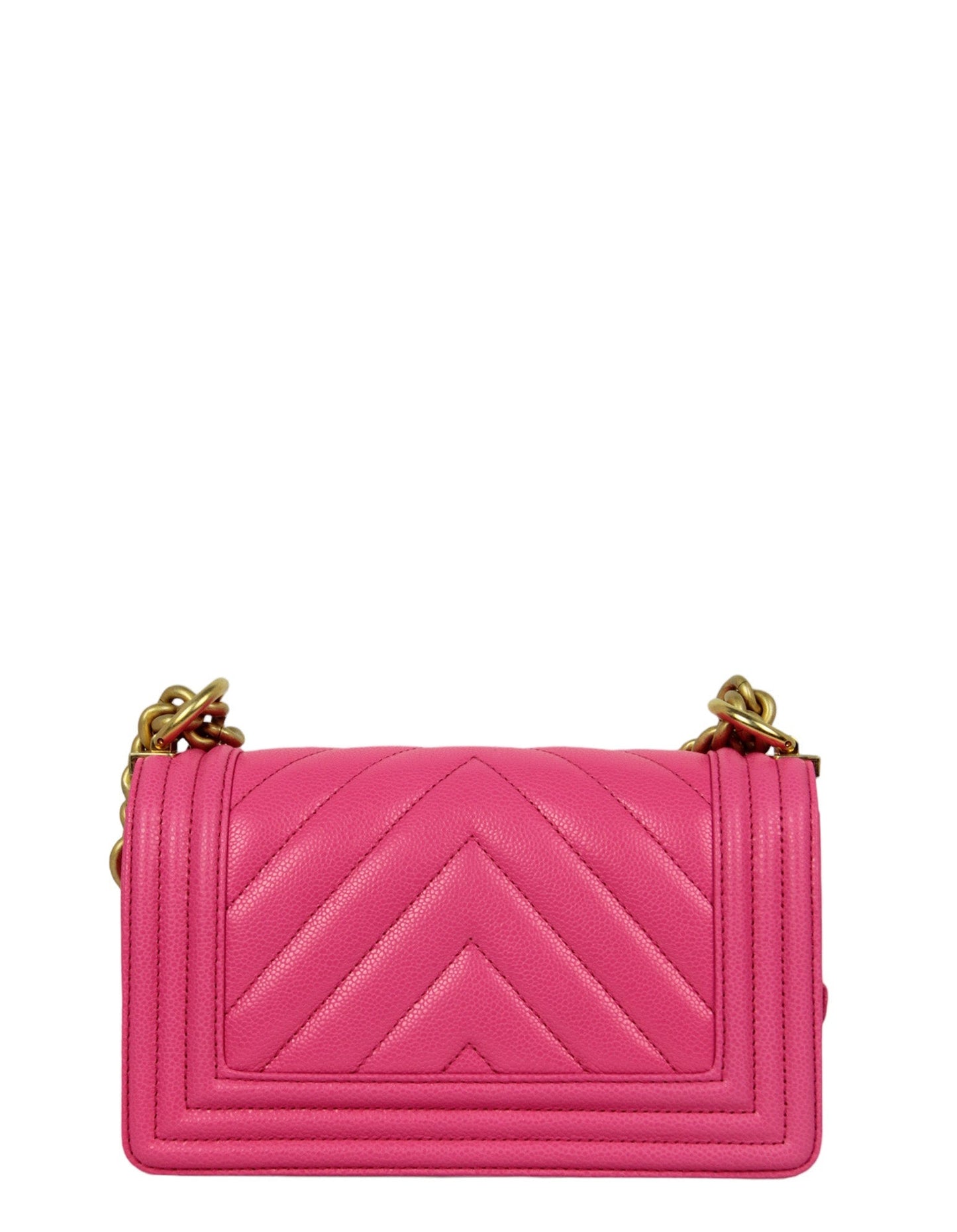 Chanel 2024C Fuchsia Neon Pink Caviar Leather Small Boy Bag