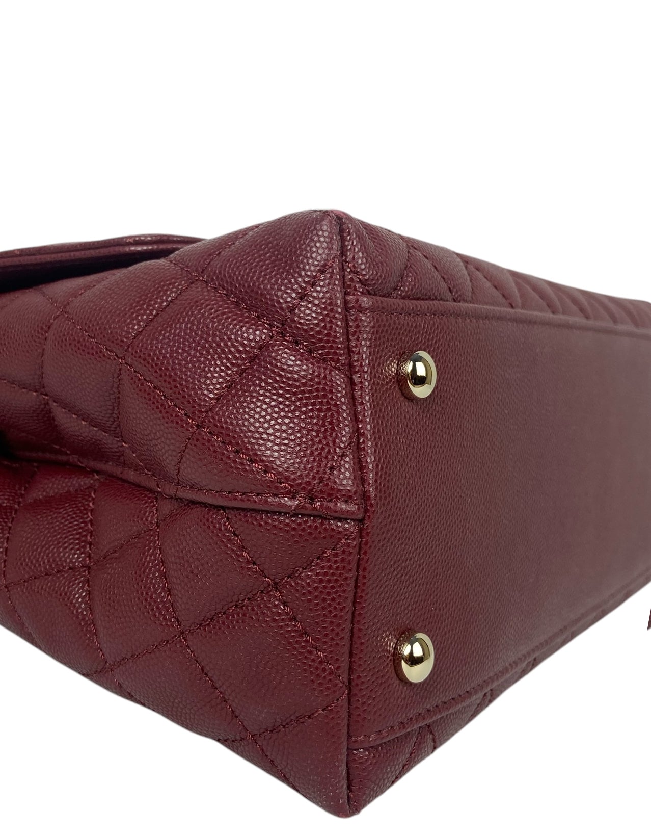 Chanel Burgundy Caviar Small Coco Handle Flap Bag