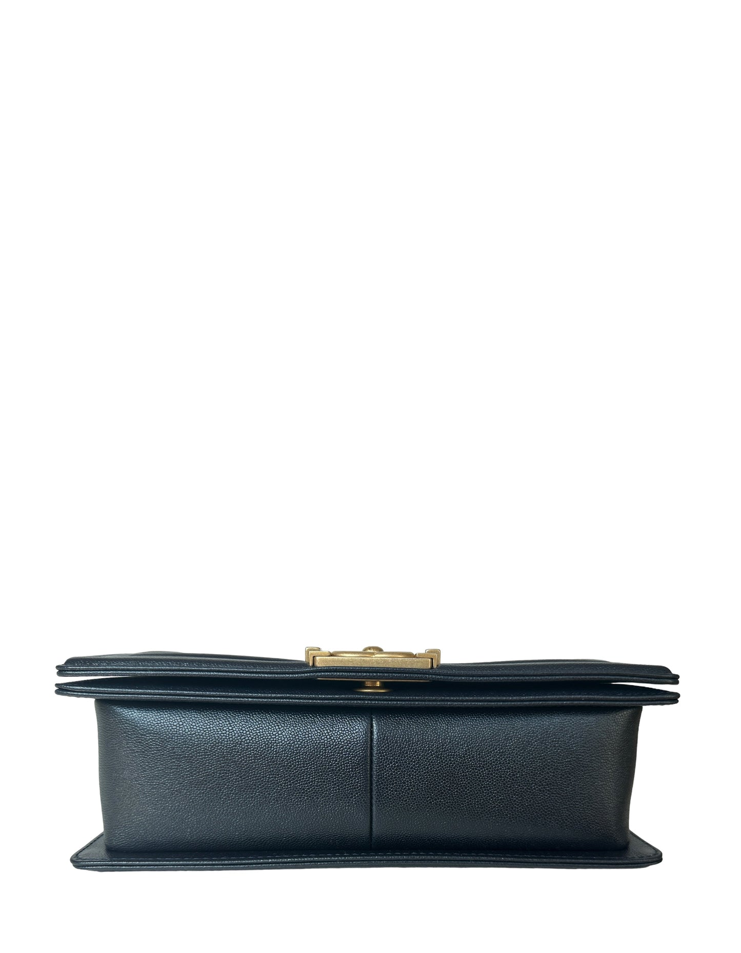 Chanel Metallic Navy Caviar Quilted Medium Boy Bag
