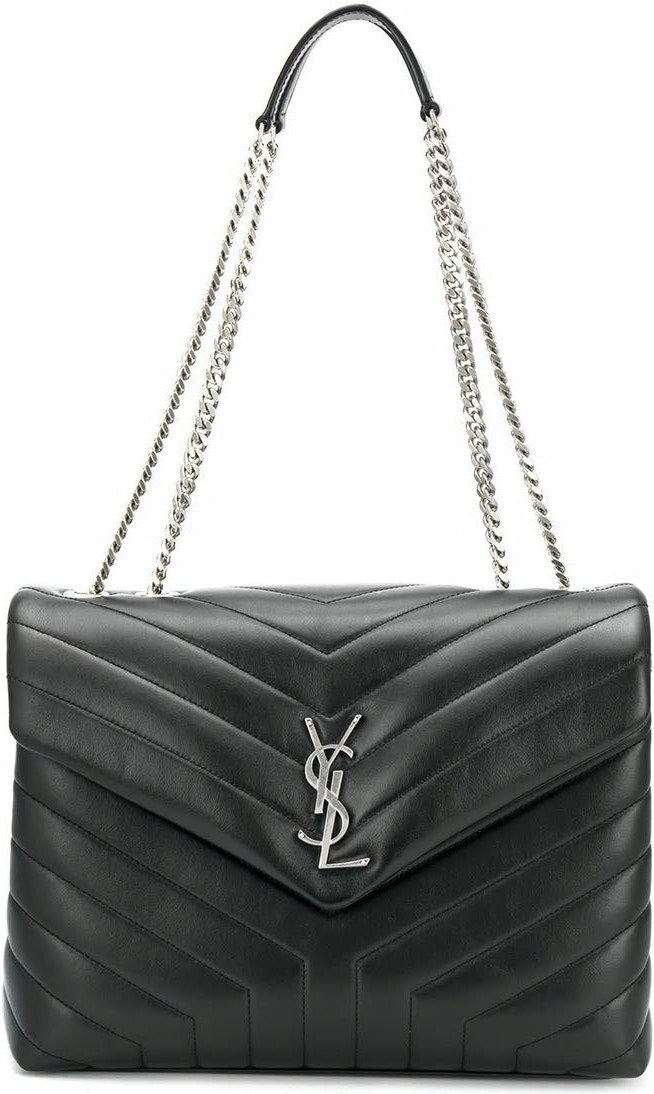 Luxury Saint Laurent Trending 2025 Women's Loulou Logo Plaque Shoulder Bag in Nero/Nero |