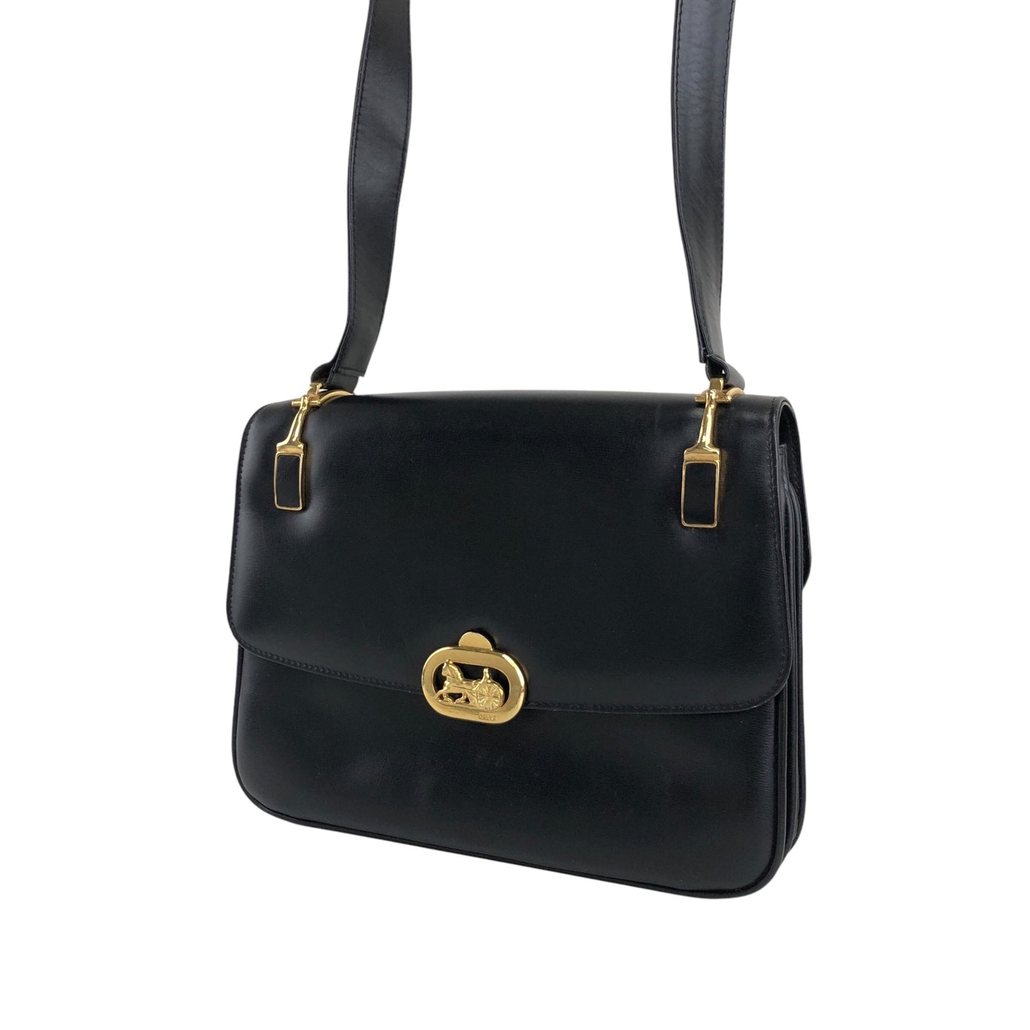 CELINE Horse Carriage Shoulder bag Black s2znbb