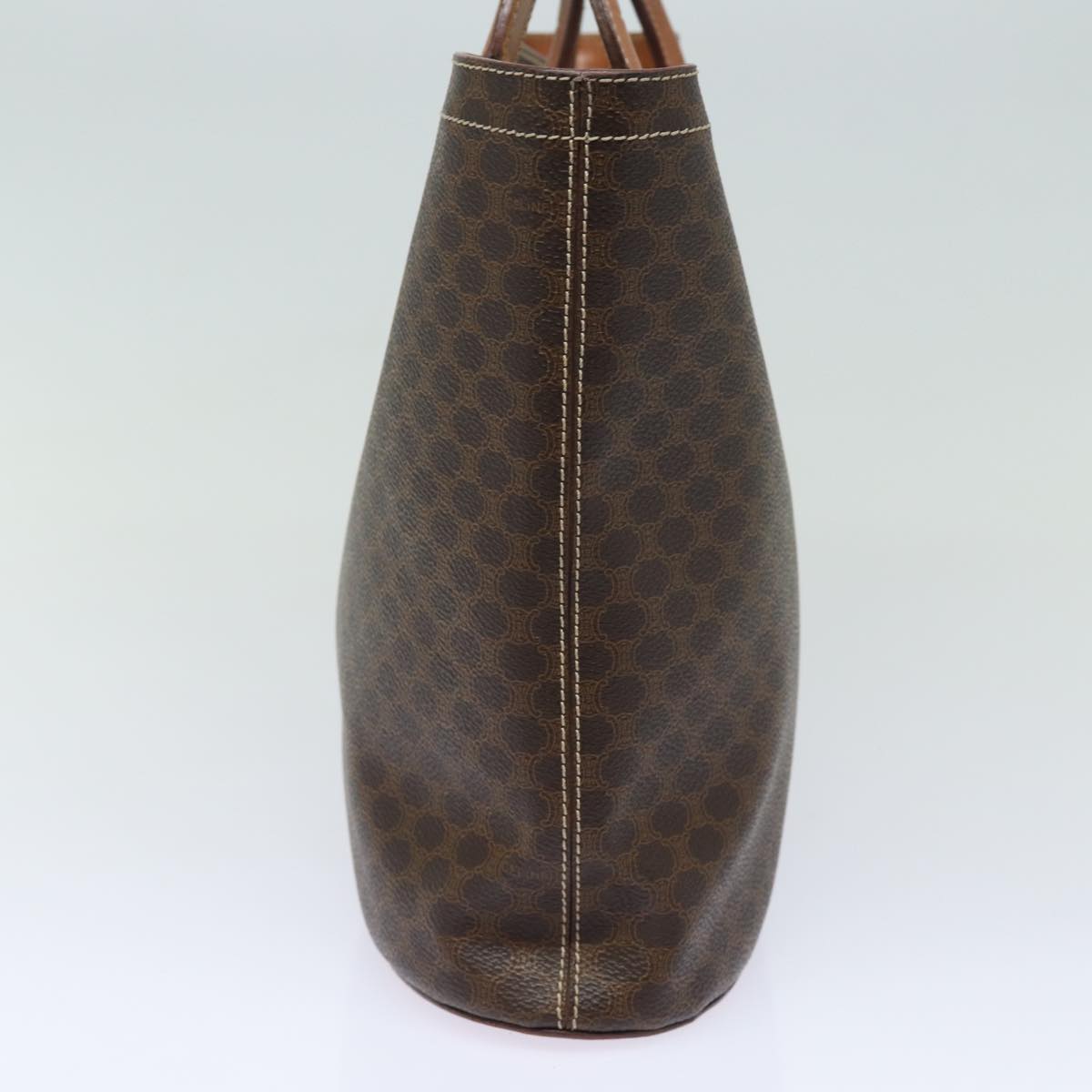 Luxury CELINE Macadam Canvas Hand Bag PVC Leather Brown 80613