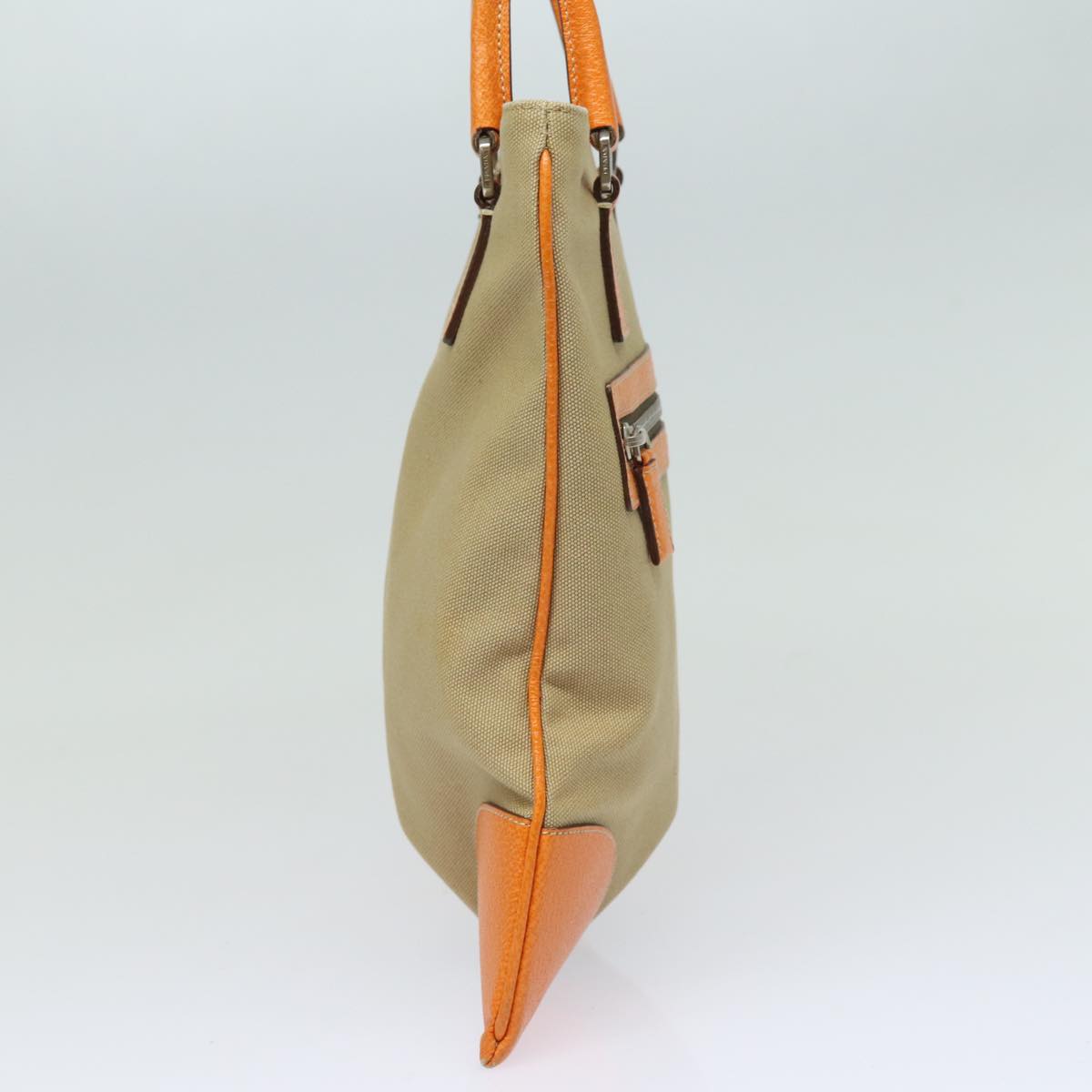 PRADA Hand Bag Canvas Orange Beige Auth